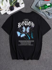 NITAGUT Tops Nam Slogan Loại bướm Giải trí - màu đen - Xem 1