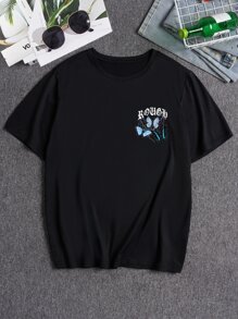 NITAGUT Tops Nam Slogan Loại bướm Giải trí - màu đen - Xem 2