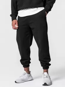 Manfinity Sport Corelite Men Solid Slant Pocket Sports Trousers - Black - View 1