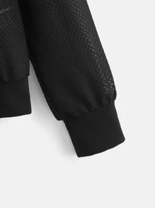 Yoga Basic 透氣柔軟半透明運動衛衣不附文胸 - 黑色 - 查看 6