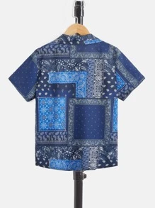 SHEIN 男孩佩斯利印花西裝領襯衫