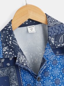 SHEIN 男孩佩斯利印花西裝領襯衫