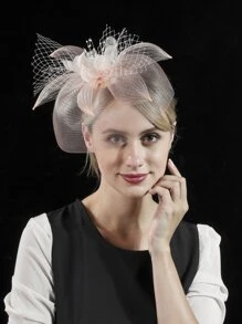 網紗裝飾髮夾 - 橘色 - 查看 2