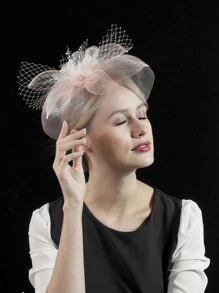 網紗裝飾髮夾 - 橘色 - 查看 4