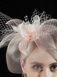 網紗裝飾髮夾 - 橘色 - 查看 5