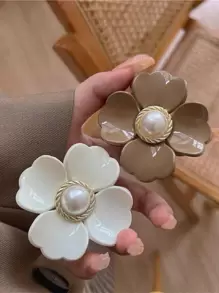 2 buc/set elegant și plin de farmec, la modă, cu gheare de păr cu flori de perle, potrivit pentru uz zilnic, Ziua Îndrăgostiților, agrafe de păr, agrafe de păr cu maxilar, cleme de păr, agrafe de păr cu prindere de păr