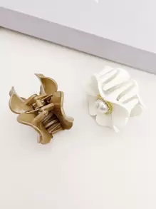 2 buc/set elegant și plin de farmec, la modă, cu gheare de păr cu flori de perle, potrivit pentru uz zilnic, Ziua Îndrăgostiților, agrafe de păr, agrafe de păr cu maxilar, cleme de păr, agrafe de păr cu prindere de păr
