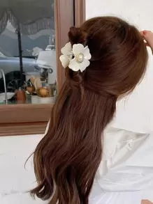 2 buc/set elegant și plin de farmec, la modă, cu gheare de păr cu flori de perle, potrivit pentru uz zilnic, Ziua Îndrăgostiților, agrafe de păr, agrafe de păr cu maxilar, cleme de păr, agrafe de păr cu prindere de păr