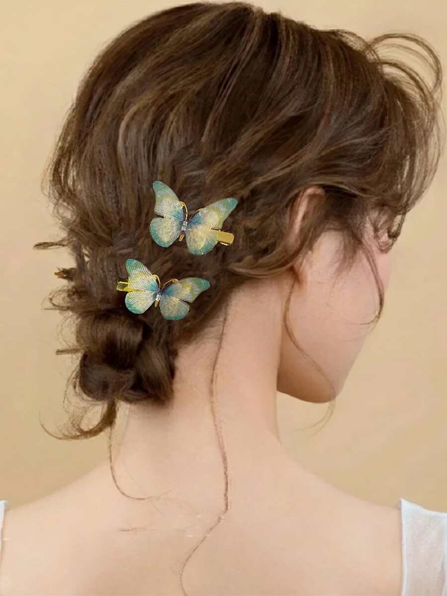 2 piezas Horquilla con diseño de mariposa - Multicolor - Ver 1