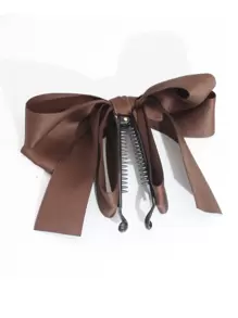 1个闪亮缎带多层蝴蝶结香蕉夹发夹，时尚优雅，适合各种场合，如情人节、情人节发夹、爪夹、发卡、学生用品、大学、蝴蝶结、可爱、发饰、头部饰品、女士发饰 - 咖啡 - 查看 4