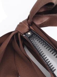 1个闪亮缎带多层蝴蝶结香蕉夹发夹，时尚优雅，适合各种场合，如情人节、情人节发夹、爪夹、发卡、学生用品、大学、蝴蝶结、可爱、发饰、头部饰品、女士发饰 - 咖啡 - 查看 5