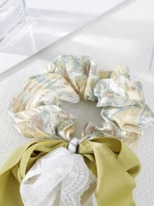 蝴蝶結裝飾飄帶髮圈 - 綠色 - 查看 3