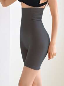 DAZY 高腰條紋針織塑形短褲 - 灰色 - 查看 3