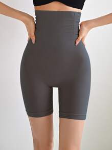 DAZY 高腰條紋針織塑形短褲 - 灰色 - 查看 4