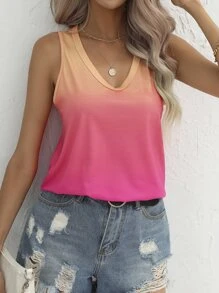 SHEIN LUNE Áo khoác và áo lót dành cho xe tăng nữ Ombre Giải trí - Nhiều màu - Xem 6