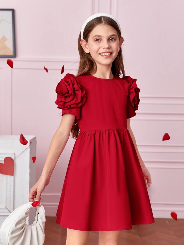 SHEIN Kids CHARMNG Girls Ruffle Trim Dress SHEIN USA
