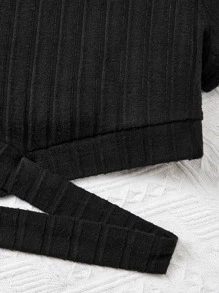 SHEIN Tween-Mädchen Einfarbiges T-Shirt mit Rundhalsausschnitt, kurzem Ausschnitt und überkreuzter Taille