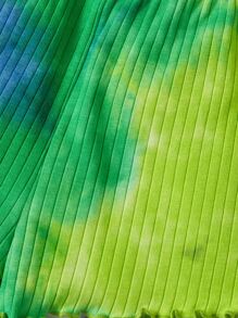 SHEIN Bộ hai mảnh Gái Xù nhỏ Gân đan Cà vạt nhuộm Giải trí - màu xanh lá - Xem 4