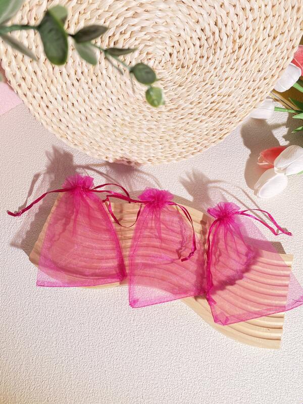 12pcs Pink Gift Wrapping Bag, Minimalist Polyester Gift Bag For Party