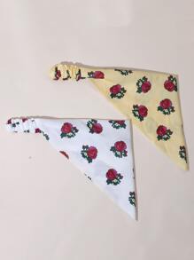 2 件花卉印花发带头带头巾头带吸汗带 - 彩色 - 查看 2