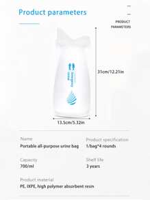 4 Piezas Bolsa Portátil Para Orinar En El Auto - Blanco - Ver 6