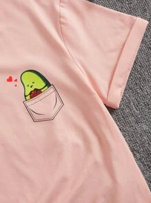 SHEIN Tops con gái Hoạt hình Giải trí - Màu Hồng baby - Xem 3