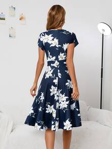 印花隱藏口袋連衣裙