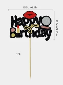 1pc Lip Decor Birthday Cake Topper, - Multicolor - View 4