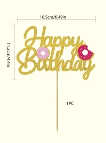 1入組生日派對甜甜圈裝飾蛋糕裝飾 - 彩色 - 查看 2