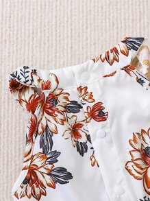 SHEIN Baby Girl Floral Print Halter Jumpsuit - White - View 6