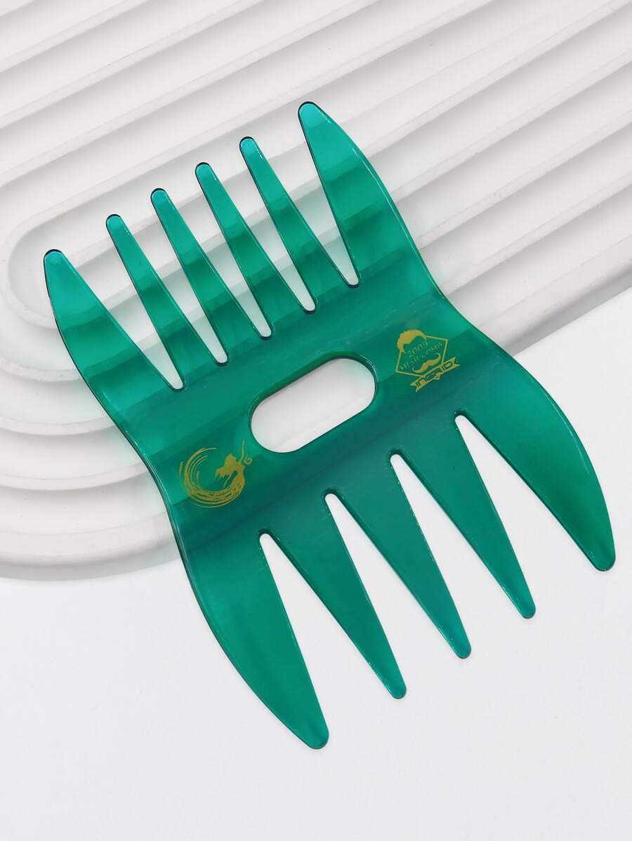 Double-Ended Wide Tooth Comb, 1pc Large Tooth Comb, Wide Tooth Curl Comb, Shark Teeth Hair Hairstyle Tool For Curly Wet Wavy Thick Hair Wigs Barber Salon, Hair Brush/ Hair Comb For Women Men - Green - View 1