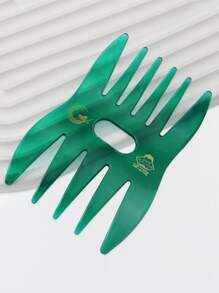 Double-Ended Wide Tooth Comb, 1pc Large Tooth Comb, Wide Tooth Curl Comb, Shark Teeth Hair Hairstyle Tool For Curly Wet Wavy Thick Hair Wigs Barber Salon, Hair Brush/ Hair Comb For Women Men - Green - View 2