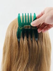 Double-Ended Wide Tooth Comb, 1pc Large Tooth Comb, Wide Tooth Curl Comb, Shark Teeth Hair Hairstyle Tool For Curly Wet Wavy Thick Hair Wigs Barber Salon, Hair Brush/ Hair Comb For Women Men - Green - View 3