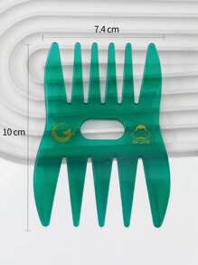 Double-Ended Wide Tooth Comb, 1pc Large Tooth Comb, Wide Tooth Curl Comb, Shark Teeth Hair Hairstyle Tool For Curly Wet Wavy Thick Hair Wigs Barber Salon, Hair Brush/ Hair Comb For Women Men - Green - View 4
