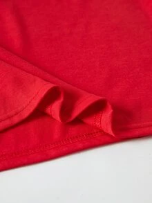 SHEIN Essnce Áo thun nữ Hoạt hình Giải trí - Đỏ - Xem 3