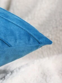 Miater 1入組無填充物織物靠墊套藍色撞色金屬帶沙發裝飾抱枕套 - 藍色 - 查看 4