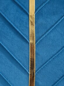 Miater 1入組無填充物織物靠墊套藍色撞色金屬帶沙發裝飾抱枕套 - 藍色 - 查看 3