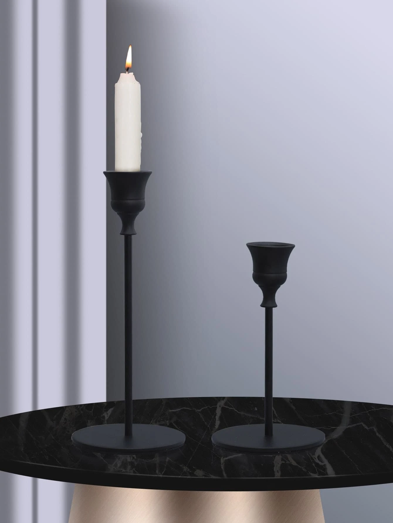 2 cái Giá đỡ nến bằng hợp kim - màu đen - Xem 1