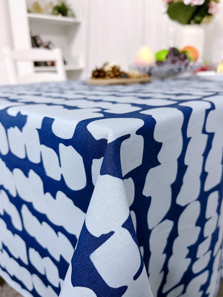 1 peça Capa de mesa de tecido decorativo para mesa de sala de jantar padrão em todas as partes poliéster - Azul - Visão 5
