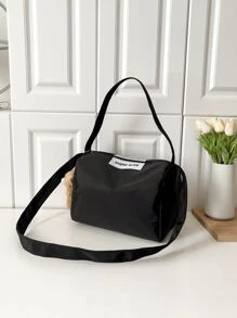 Letter Patch Decor Bucket Bag With Bag Charm