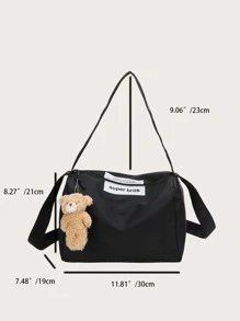 Letter Patch Decor Bucket Bag With Bag Charm