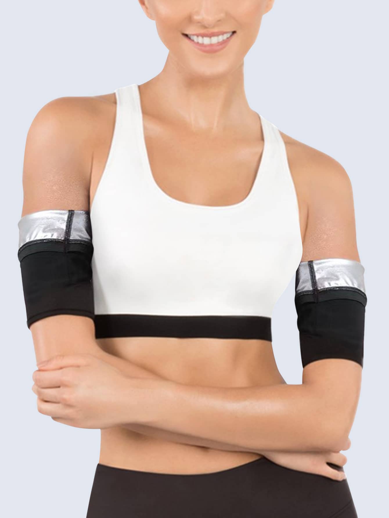 防曬防UV 2入組合成橡膠運動手臂套 - 黑色 - 查看 1