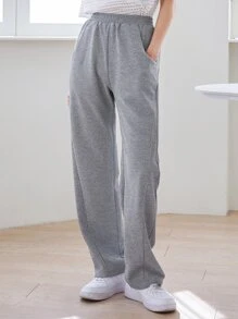 DAZY Solid Slant Pocket Joggers - Grey - View 1