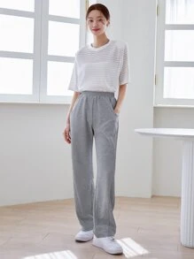 DAZY Solid Slant Pocket Joggers - Grey - View 4