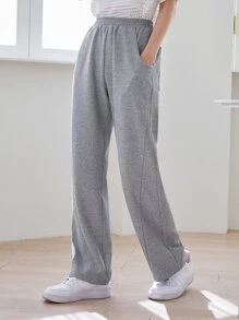 DAZY Solid Slant Pocket Joggers - Grey - View 7