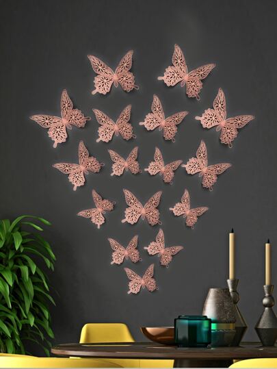 12入組3D蝴蝶貼紙