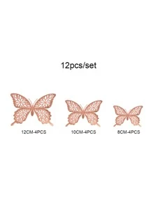 12入組3D蝴蝶貼紙
