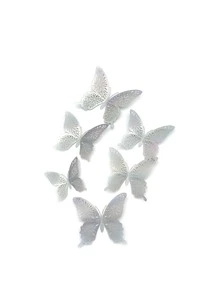 12 cái 3D Kim loại rỗng Hình dán bướm - Bạc - Xem 3