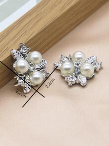 10 Cái/bộ Nút Nhựa Kim Cương Giả & Ngọc Trai Giả Trang Trí May Tay & Thủ Công Cung Cấp Cho Gia Đình - Bạc - Xem 2