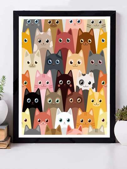 1set PMMA DIY Diamond Painting Without Frame, Cartoon Cute Cat Pattern DIY Diamond Painting For Decoration